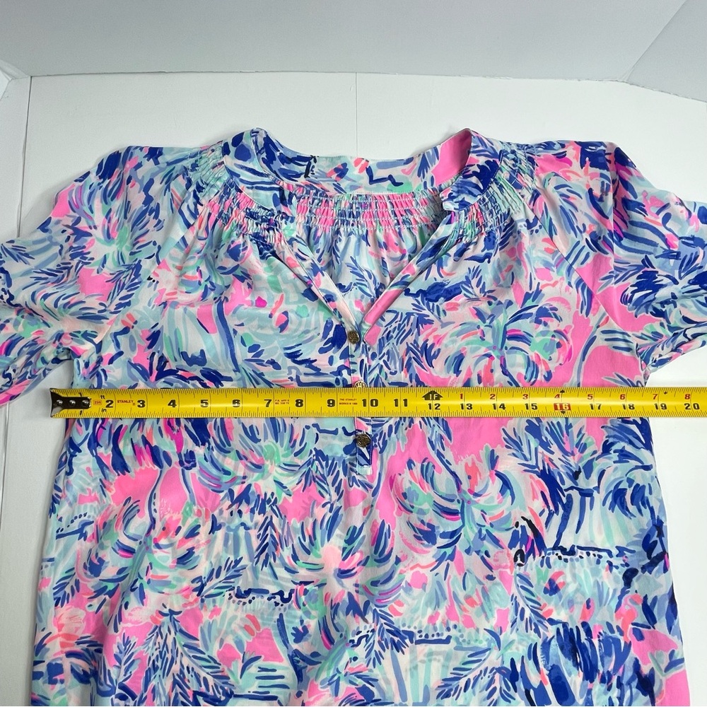 LILLY PULITZER Elsa Blouse Cabana Cocktail 100% Silk Size Small SEE MEASUREMENTS - Picture 6 of 7